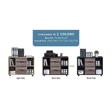 3-Drawer 39in. W File Cabinet for Home Office File Cabinet Printer Stand with Open Storage Shelves