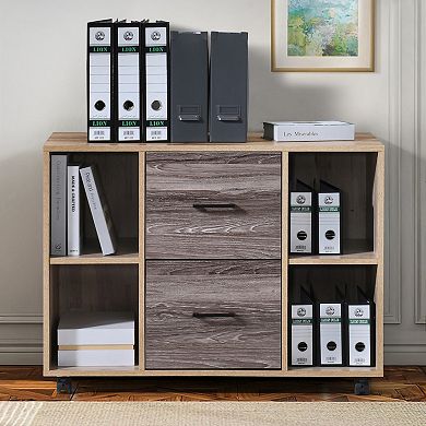 3-Drawer 39in. W File Cabinet for Home Office File Cabinet Printer Stand with Open Storage Shelves