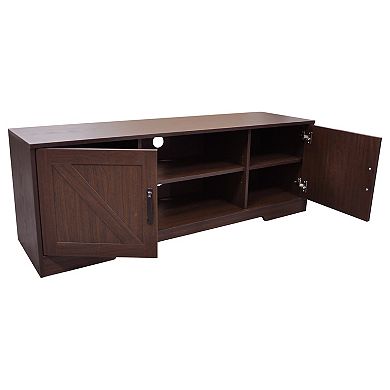 59 in. Farmhouse TV Stand For TVs Up To 65" with 2 Cabinets, Wood Barn Door Media TV Console Table