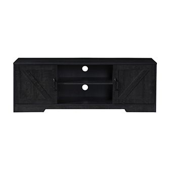 59 in Farmhouse TV Stand For TVs Up To 65" with 2 Cabinets, Wood Barn Door Media TV Console Table