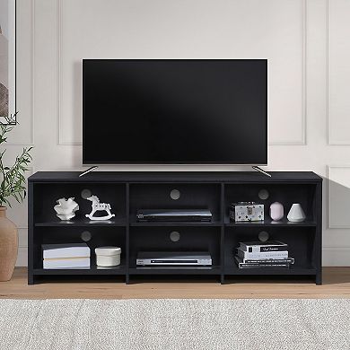 65 in. Modern TV Stand For TVs Up To 72" With 6 Open Shelves With Storage, TV Console Table