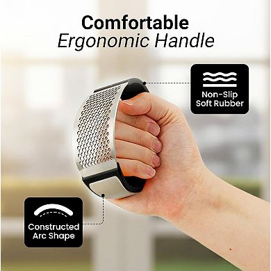 Zulay Kitchen Stainless Steel Garlic Press Rocker with Peeler and Scraper