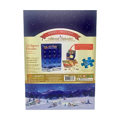Merry Christmas Advent Calendar - 24 Jigsaw Puzzles (50 Pieces Each)