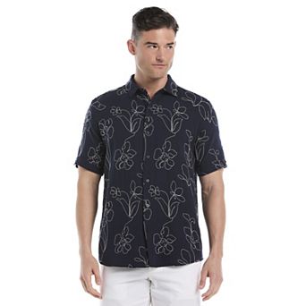 Men's Cubavera Allover Embroidery Woven Short Sleeve Button Up Shirt