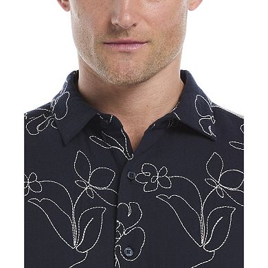 Men's Cubavera Allover Embroidery Woven Short Sleeve Button Up Shirt