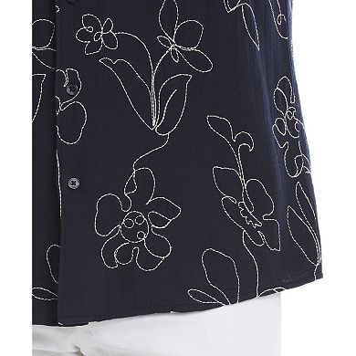 Men's Cubavera Allover Embroidery Woven Short Sleeve Button Up Shirt