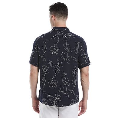Men's Cubavera Allover Embroidery Woven Short Sleeve Button Up Shirt