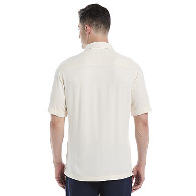 Men's Cubavera L-Shape Embroidery Woven Short Sleeve Button Up Shirt