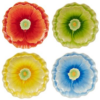 Certified International Blossom 4 pc 3D Dessert Plates Set