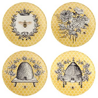 Certified International French Bees 4 pc Salad Plates Set