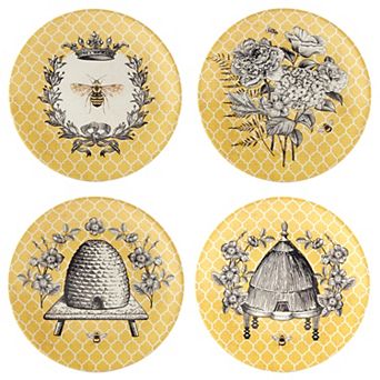 Certified International French Bees 4 pc Salad Plates Set