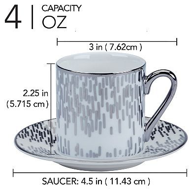 Certified International Matrix Silver 6-Piece Espresso Cup & Saucer Set