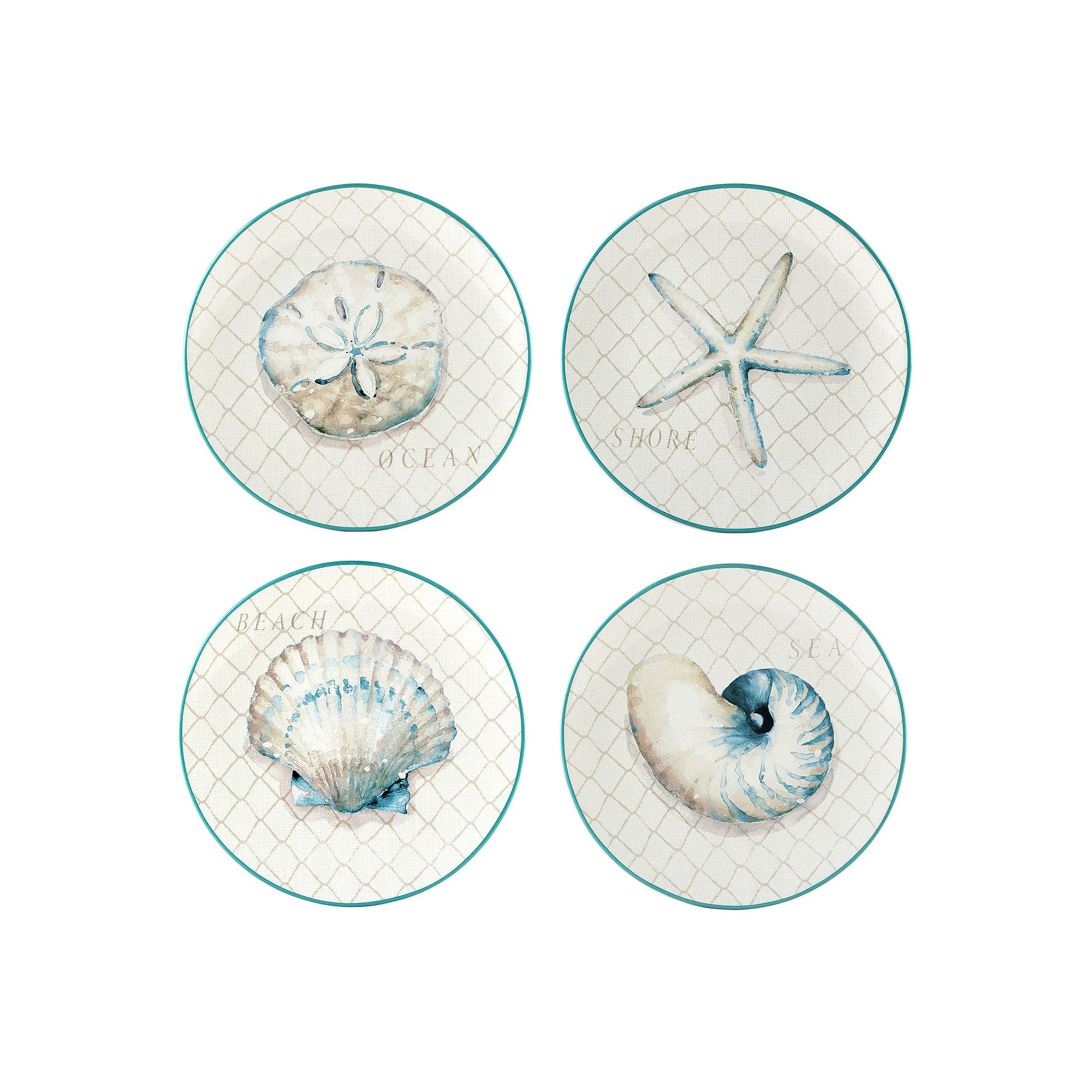 Certified International 4-Piece Ocean View Dinner Plate Set, Multi