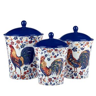 Certified International Morning Rooster 3 pc Cannister Set