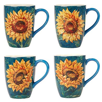 Certified International Golden Sunflower 4-pc. Mugs Set