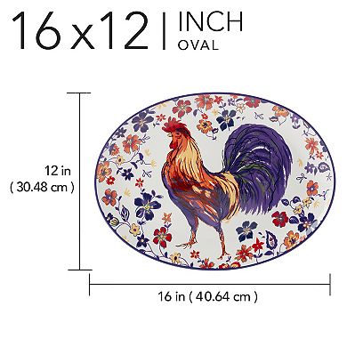 Certified International Morning Rooster Oval Platter