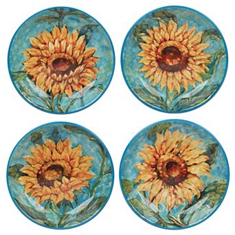 Certified International Golden Sunflower 4 pc Soup Bowls Set