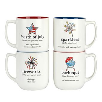 Certified International Patriotic Words 4 pc Mugs Set