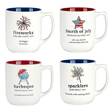 Certified International Patriotic Words 4-pc. Mugs Set