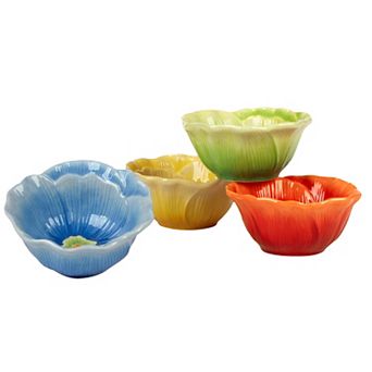Certified International Blossom 4 pc 3D Ice Cream Bowls Set