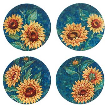 Certified International Golden Sunflowers 4 pc Dinner Plates Set