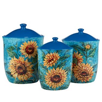 Certified International Golden Sunflowers 3 pc Cannister Set