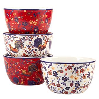 Certified International Morning Rooster 4 pc Ice Cream Bowls Set