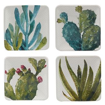 Certified International Cactus Verde Canape Plates 4 pc Set