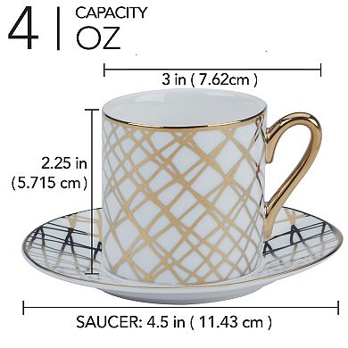 Certified International Matrix Gold Espresso Cup & Saucers 6-piece Set