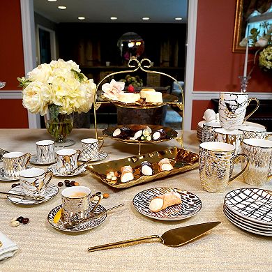 Certified International Matrix Gold Espresso Cup & Saucers 6-piece Set