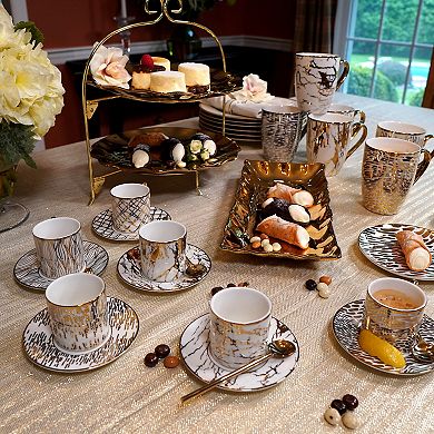 Certified International Matrix Gold Espresso Cup & Saucers 6-piece Set