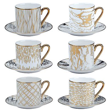 Certified International Matrix Gold Espresso Cup & Saucers 6-piece Set