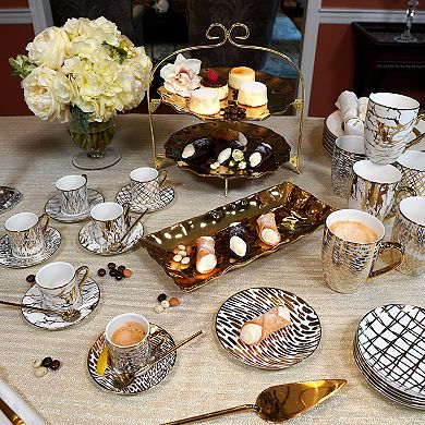 Certified International Gold Finish Two-Tier Serving Tray