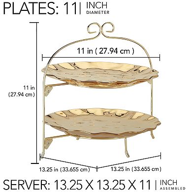 Certified International Gold Finish Two-Tier Serving Tray