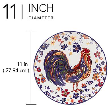 Certified International Morning Rooster 4-Piece Dinner Plate Set