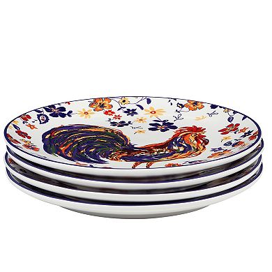 Certified International Morning Rooster 4-Piece Dinner Plate Set