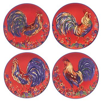 Certified International Morning Rooster Salad Plates 4 pc Set