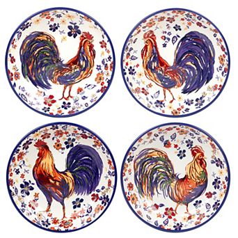 Certified International Morning Rooster 4 pc Soup Bowl Set