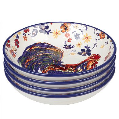 Certified International Morning Rooster 4-Piece Soup Bowl Set