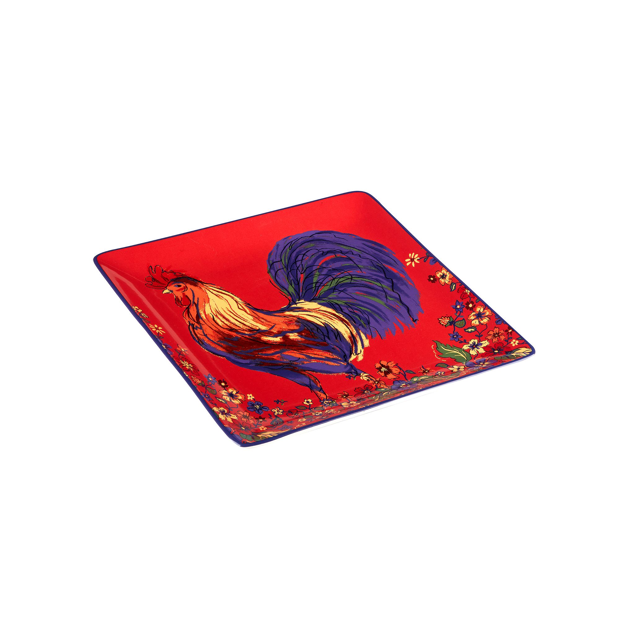 Certified International Morning Rooster Square Platter, Multi