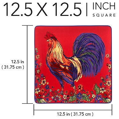 Certified International Morning Rooster Square Platter