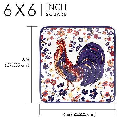Certified International Morning Rooster Canape Plates 4-piece Set
