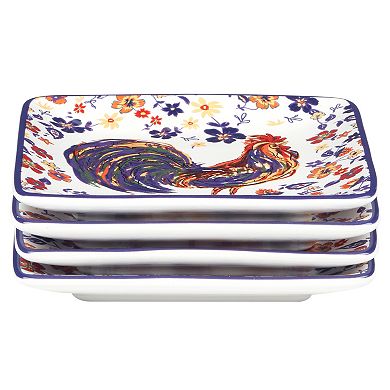 Certified International Morning Rooster Canape Plates 4-piece Set