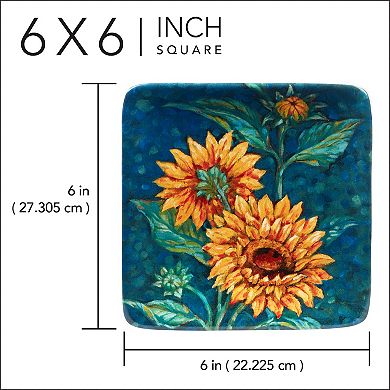 Certified International Golden Sunflowers 4-Piece Canape Plate Set