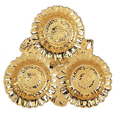Certified International Golden Sunflowers 3 Section Server Platter