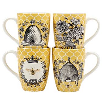 Certified International French Bees 4 pc Mug Set