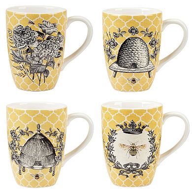 Certified International French Bees 4-Piece Mug Set