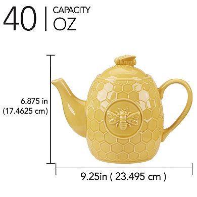 Certified International French Bees Honeycomb Teapot