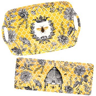 Certified International French Bees 2 pc Melamine Platter Set