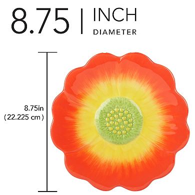 Certified International Poppy 3D Flower Dessert Plates 4-piece Set